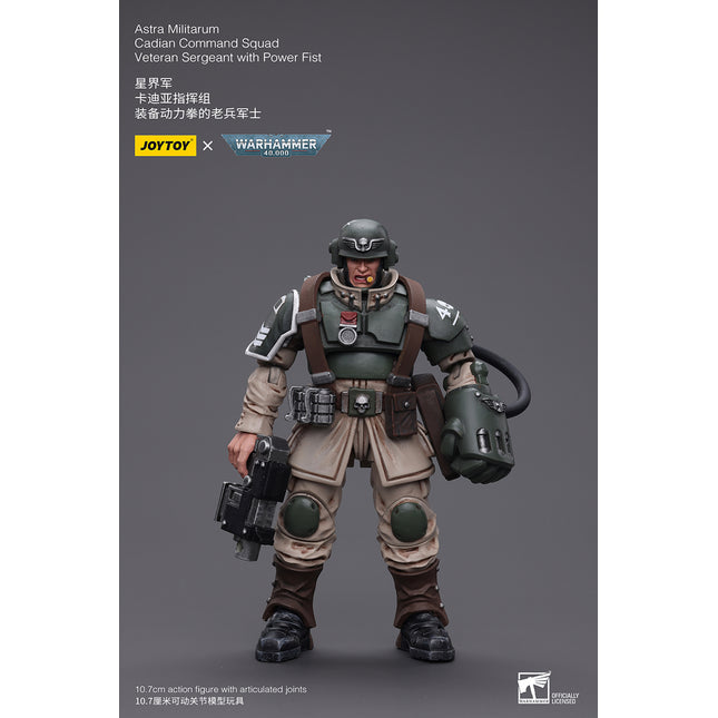 Warhammer 40K 1/18 Scale Astra Militarum Cadian Command Squad Veteran Sergeant with Power Fist