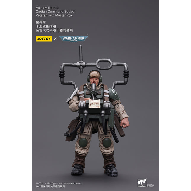 Warhammer 40K 1/18 Scale Astra Militarum Cadian Command Squad Veteran with Master Vox
