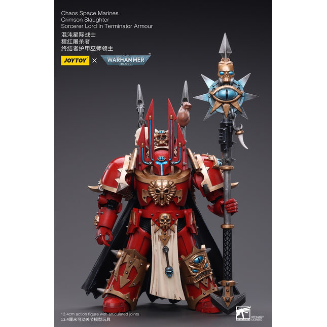 Warhammer 40K 1/18 Scale ChaosSpace Marines Crimson Slaughter Sorcerer Lord in Terminator Armour