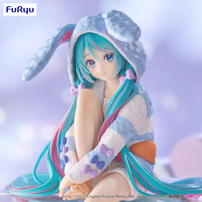 Furyu - Hatsune Miku Noodle Stopper Figure -Rabbit Ear Hood Pajama Blue Color ver.-