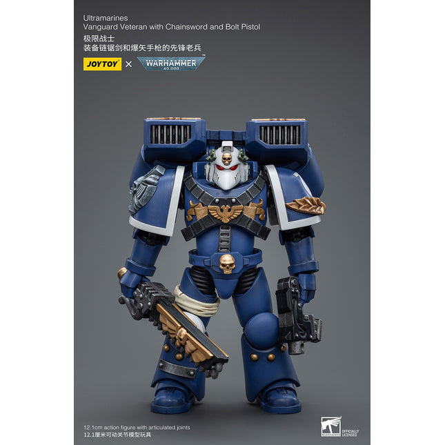 Warhammer 40K 1/18 Scale Ultramarines Vanguard Veteran with Chainsword and Bolt Pistol