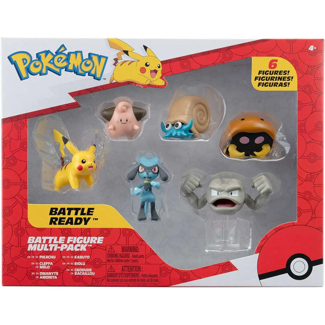 Pokemon: Battle Figure Pikachu, Cleffa, Omanyte, Kabuto, Riolu & Geodude 2-Inch Figure 6-Pack